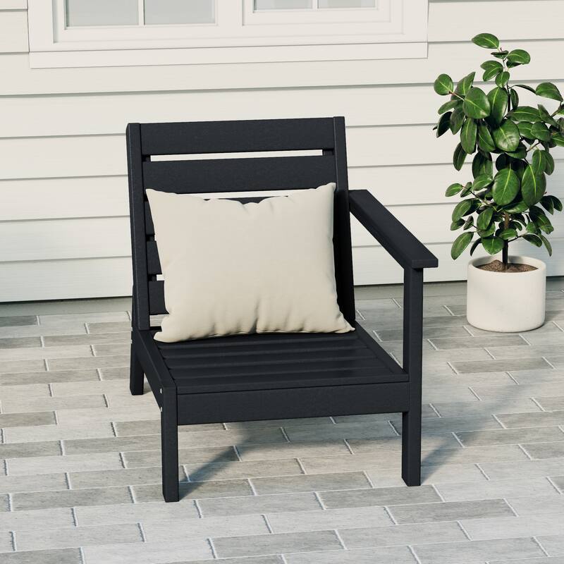 Polytrends Birchwood All Weather HDPE Outdoor Patio Deep Seating Right Arm Facing Chair - Black