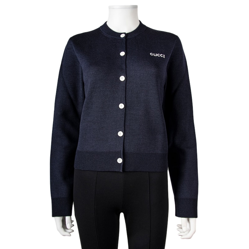 Gucci Wool Jacquard Cardigan with Intarsia - L