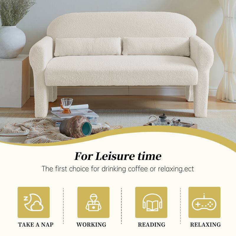 Modern teddy fabric loveseat for Living room