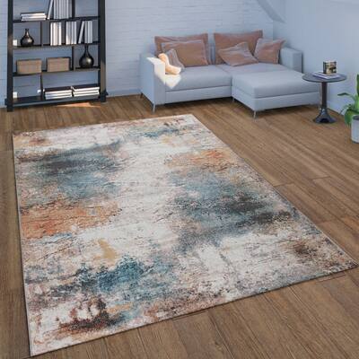 In & Outdoor Area Rug Abstract for Patio Used Look Multicolored
