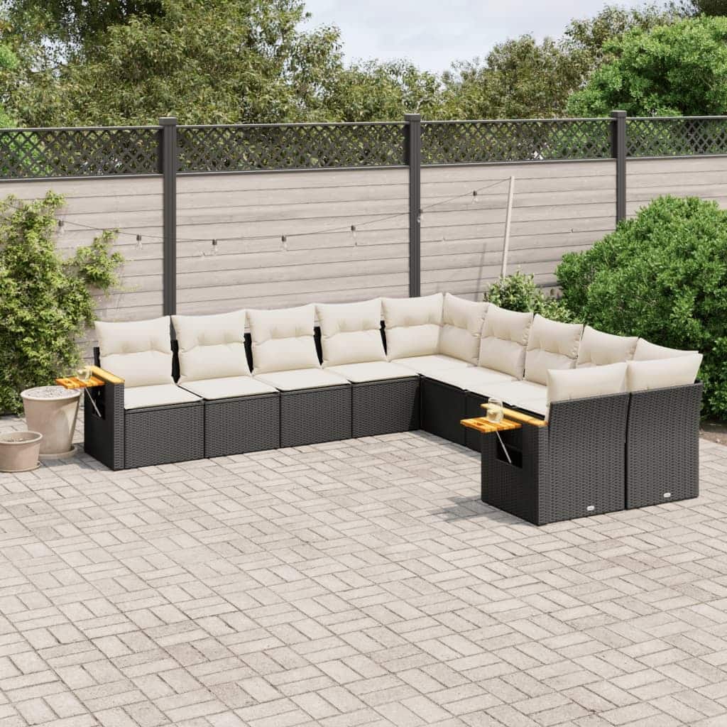 vidaXL Patio Sofa Set with Cushions Outdoor Conversation Furniture Poly Rattan - 24.4 x 33.5 x 27.2 in