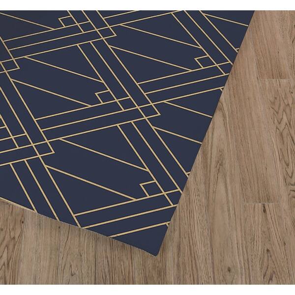 ART DECO TRIANGLES DARK BLUE Kitchen Mat By Becky Bailey Bed Bath