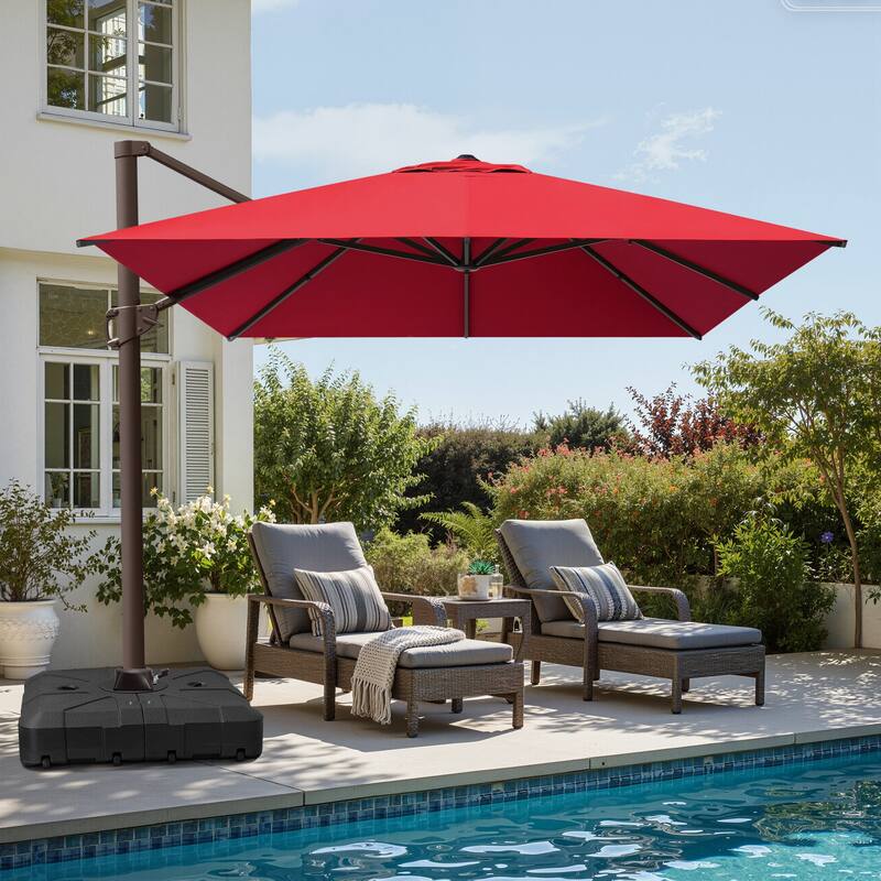 Outdoor 10 x 13 FT Shade Canopy Patio Cantilever Offset Umbrella with Base
