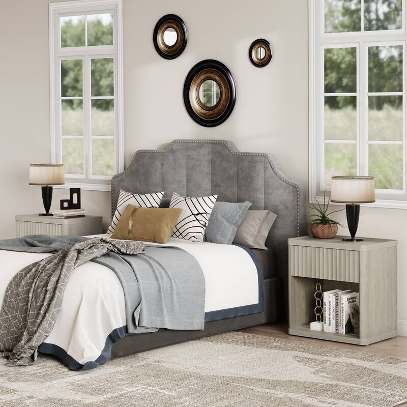SICOTAS Set of 2 Nightstand with 1 Drawer and Open Storage