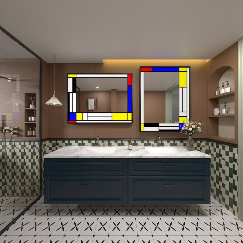 Window Pane Wall Decor Bathroom Vanity Mirror Mounted