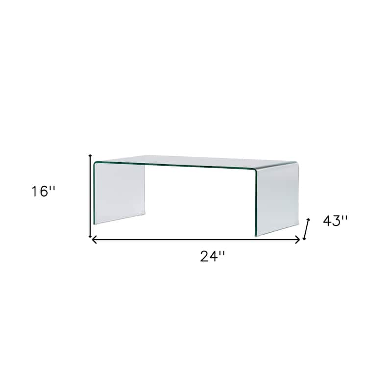 HomeRoots 24" Clear Glass Sled Coffee Table - 24 in. x 16 in. x 43 in.