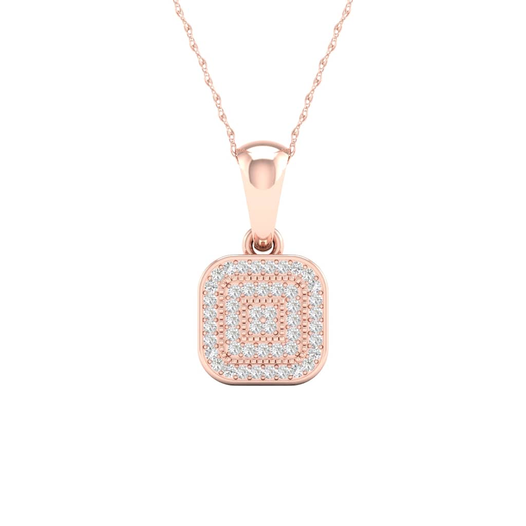 IGI Certified 1/10ct TDW Diamond Halo Pendant Necklace in 10k Rose Gold for Women - Rose gold