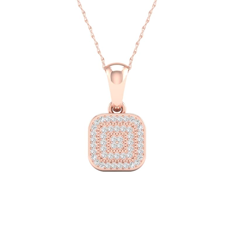 IGI Certified 1/10ct TDW Diamond Halo Pendant Necklace in 10k Rose Gold for Women - Rose gold