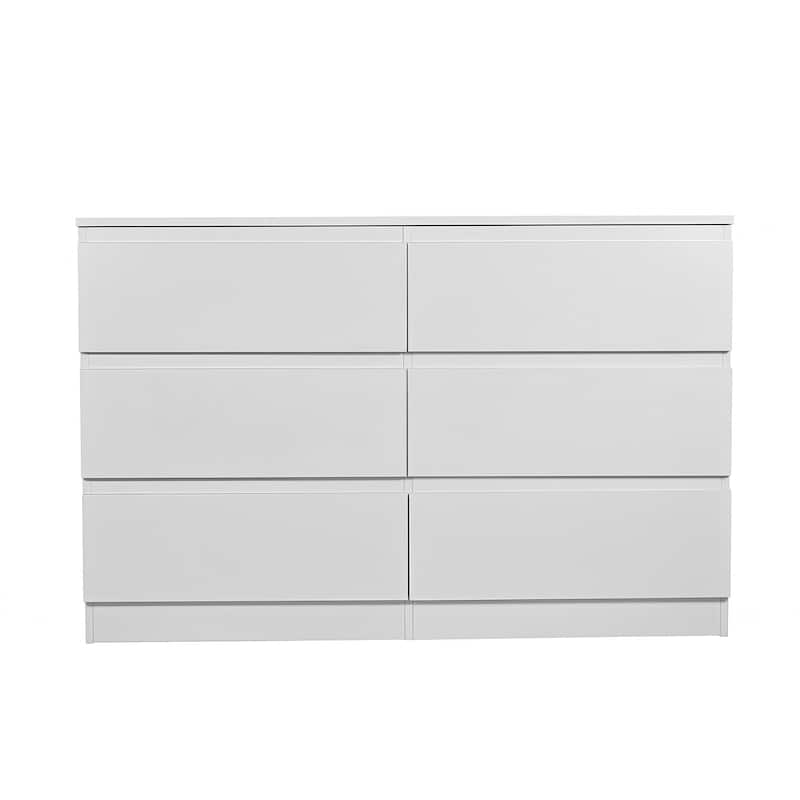 6 Drawer Dresser for Bedroom, Large Capacity Wood Storage Cabinet, Clothing Organizer with Concealed Handles & Deep Drawers