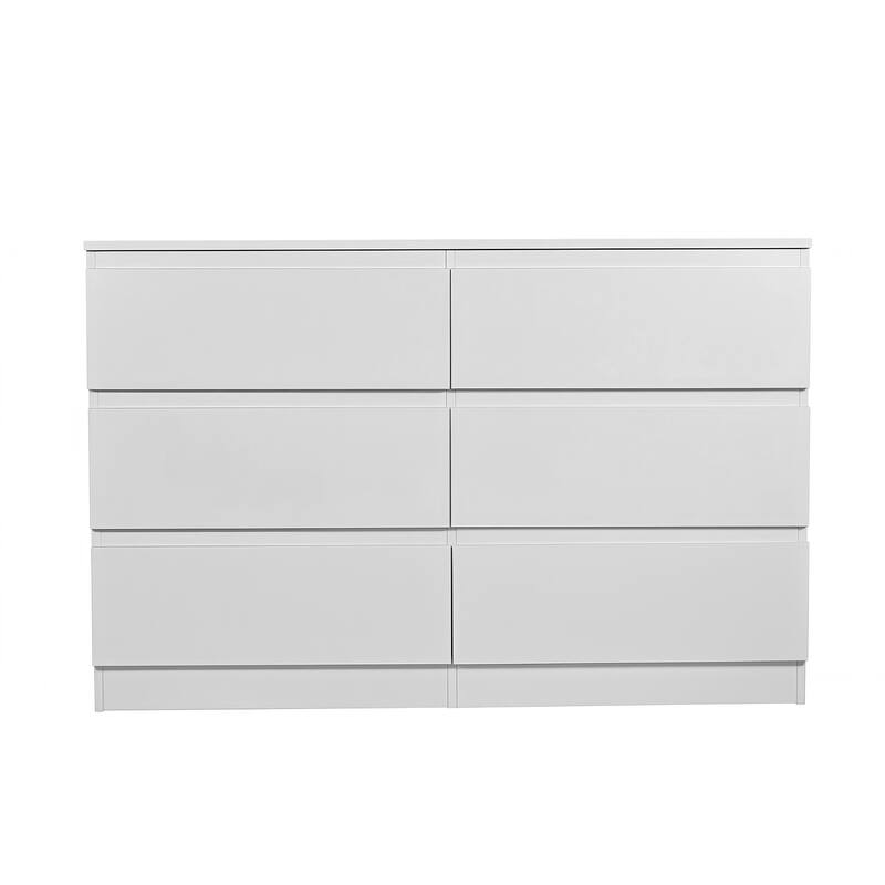 6 Drawer Dresser with Spacious Countertop,Wood Storage Cabinet with Concealed Handles & 6 Deep Drawers,15.7"D x 47.2"W x 30.9"H