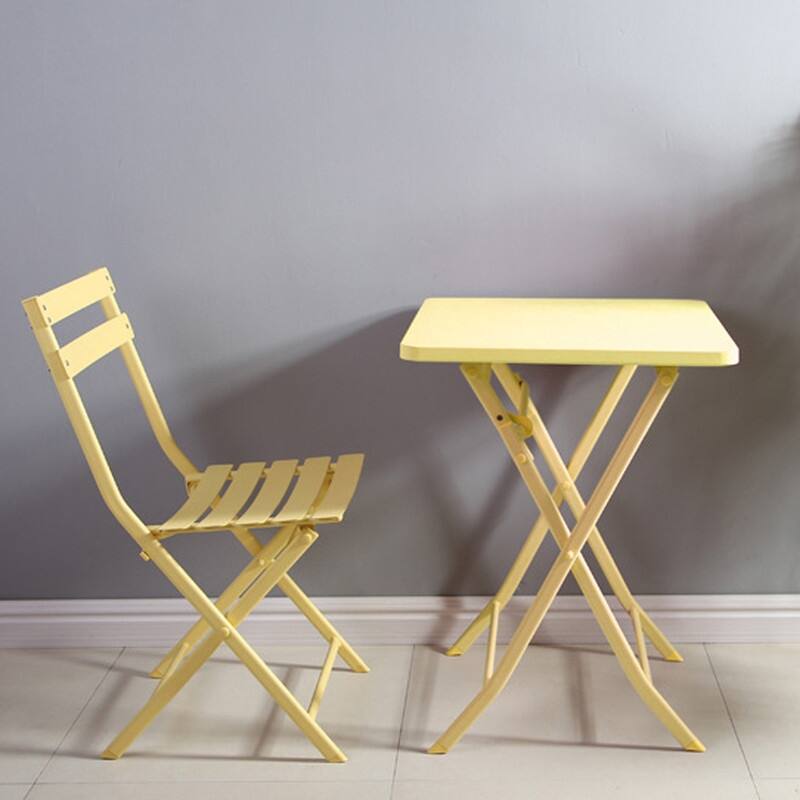 3 Piece Patio Bistro Set of Foldable Square Table and Chairs