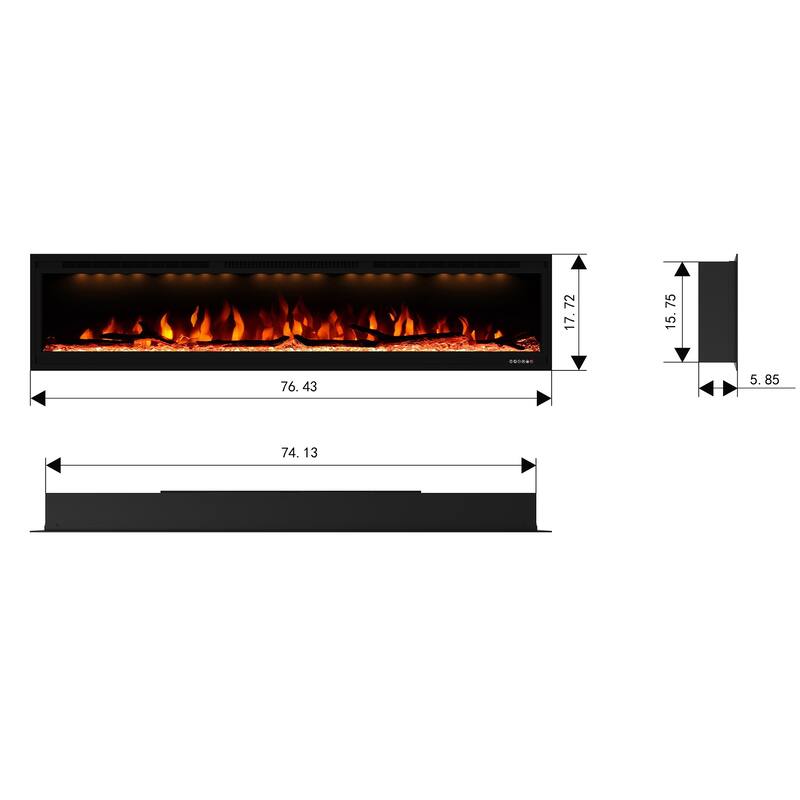 Electric Fireplace Heater with Remote Control and Realistic Flame Effects