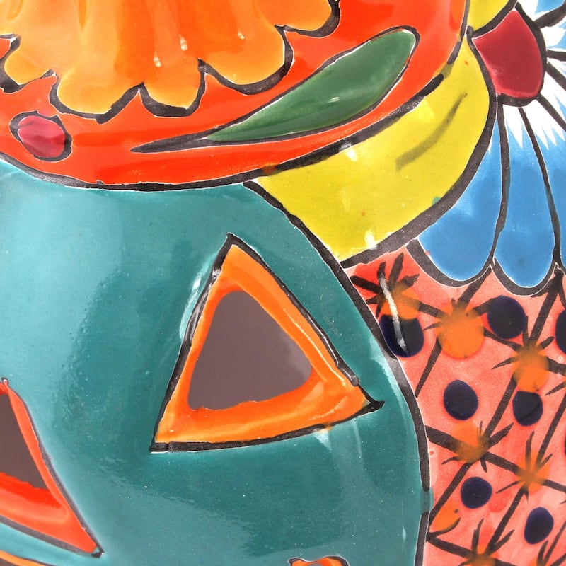 Novica Handmade Happy Jack-O-Lantern Ceramic Candle Holder