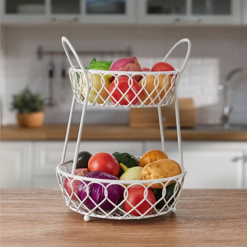 Mikasa Gourmet Basics Loop and Lattice 2 Tier Basket - 16 in x 12 in