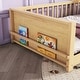 preview thumbnail 7 of 9, Natural Twin Size Pine Wood Floor Bed with Book Storage and Fence