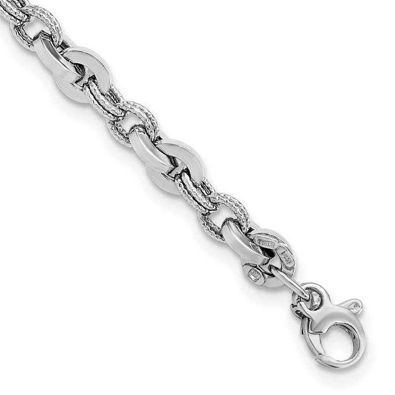 Curata 14k Gold White Polished Fancy Link Bracelet 8 Inch