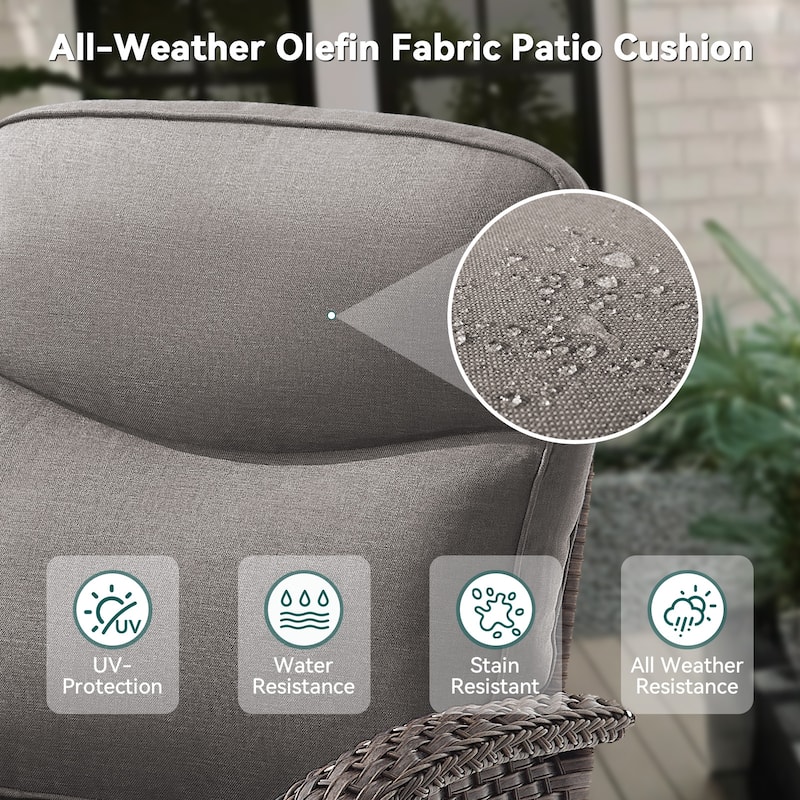 Pocassy Outdoor Sofa Swivel Chair and Ottman with 43in Fire Pit Table