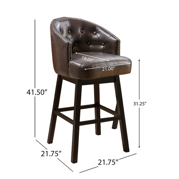 Ogden Contemporary Tufted Swivel Barstools with Nailhead Trim (Set of 2) by Christopher Knight Home