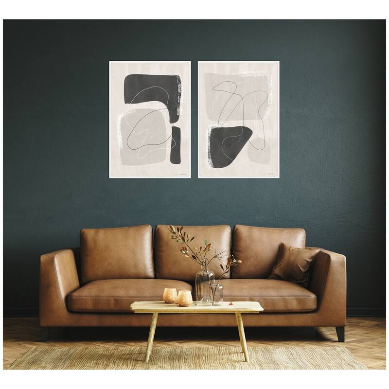 Kate and Laurel Abstract Shapes 01 & 02 2 Piece Framed Canvas Wall Art Set by Gabrielly Guedes