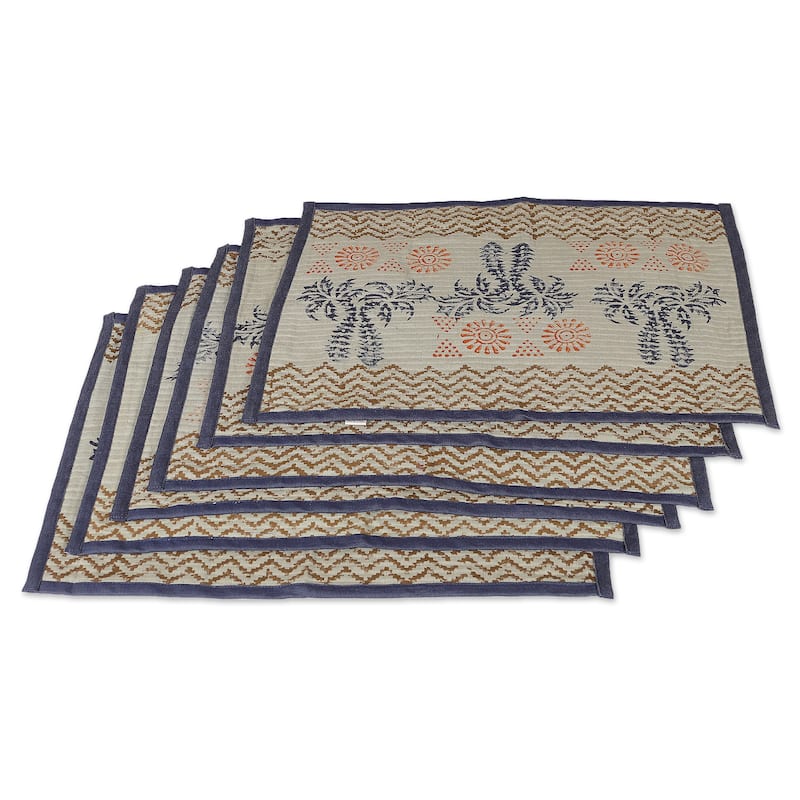 Novica Handmade Azure Palace Cotton Table Runner And Placemat Set (7 Pieces)