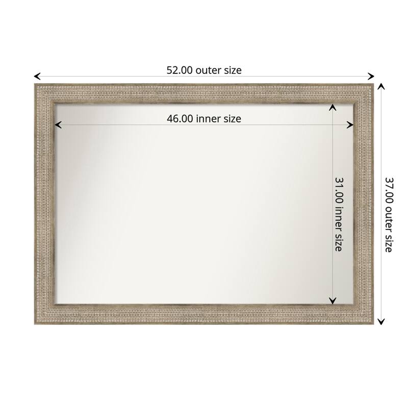 Trellis Silver Framed Non-Beveled Custom Wall Mirror, Bathroom Vanity Mirror - Outer Size: 52 x 37