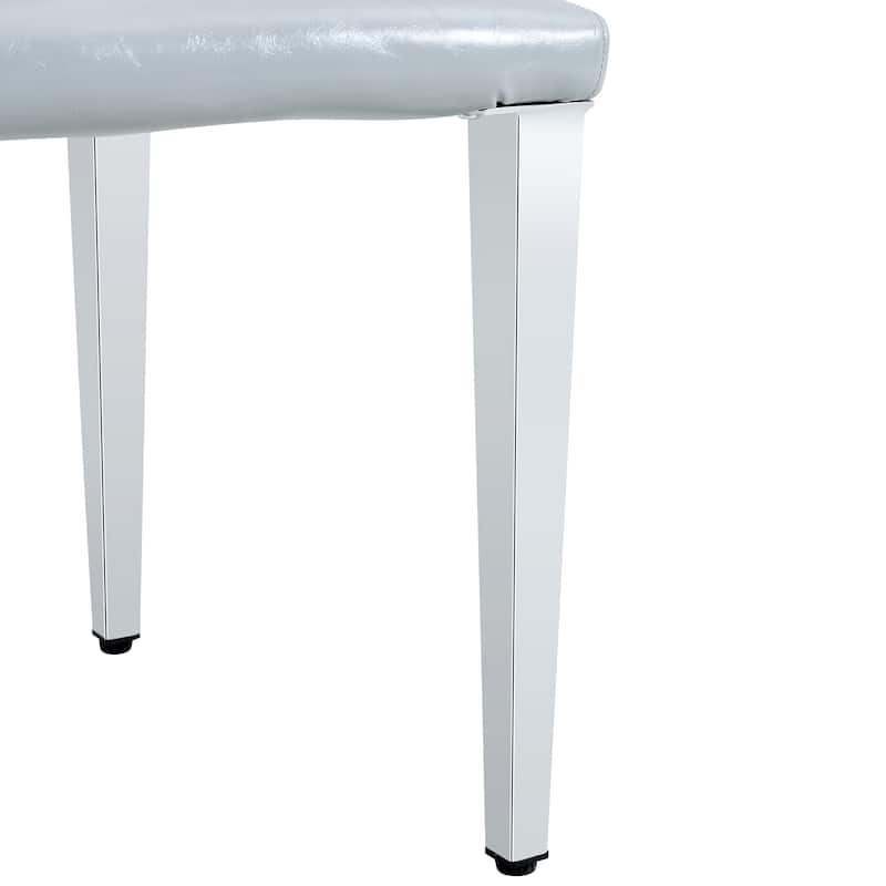 4-Piece Armless Dining Chair Set, Faux Leather Upholstered Accent Chair with Metal Legs Modern High Back Kitchen Dining Chair
