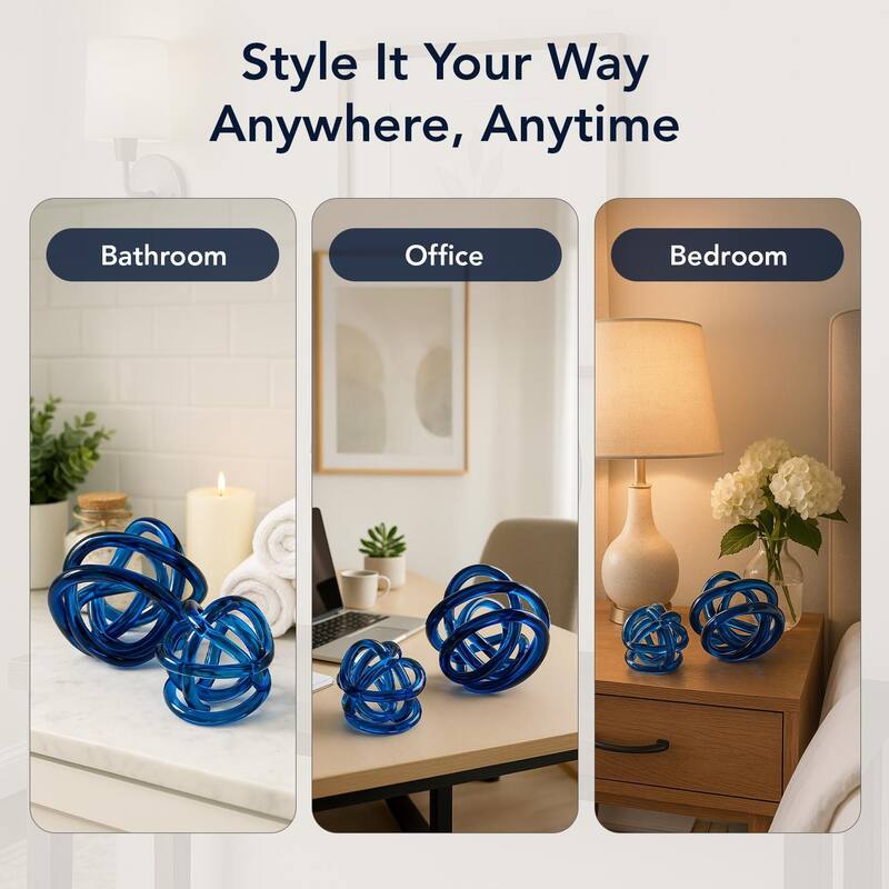 American Art Decor As the Tides Turn Table Top Knots, Blue - 5.91" x 5.91" - 5.91" x 5.91"