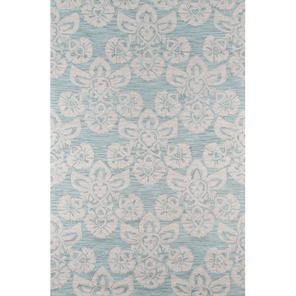 Shop Momeni Summit Hand Hooked Polyester Floral Area Rug Overstock 10670520 Light Blue 3 6 X 5 6