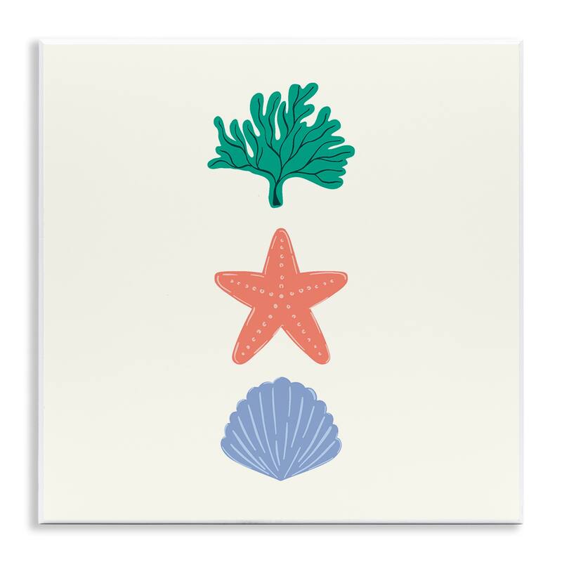 Stupell Coral & Sea Life Minimal Wall Plaque Art Design By Sazerelli Designs - 12 x 12