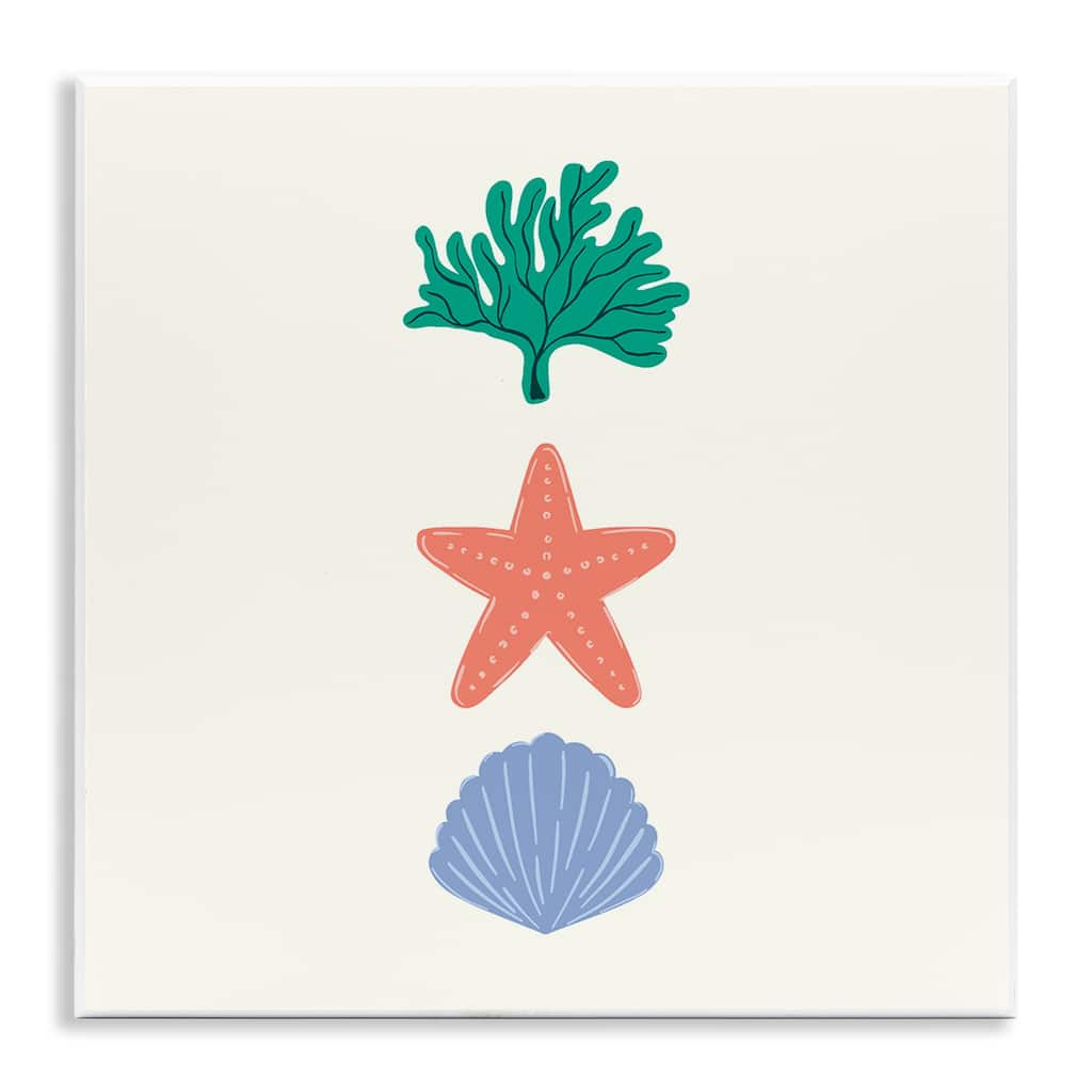 Stupell Coral & Sea Life Minimal Wall Plaque Art Design By Sazerelli Designs