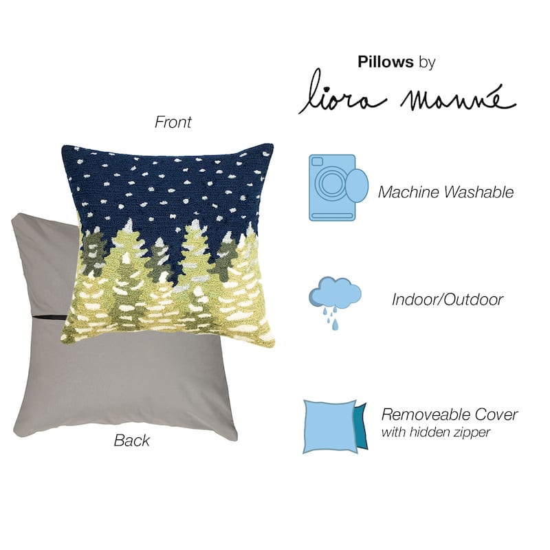Liora Manne Let It Snow Indoor/Outdoor Pillow Midnight 18" Square