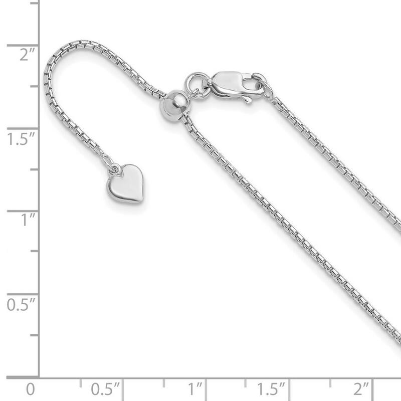 Curata 925 Sterling Silver Italian 22" Adjustable 1.25mm Round Box Chain Necklace