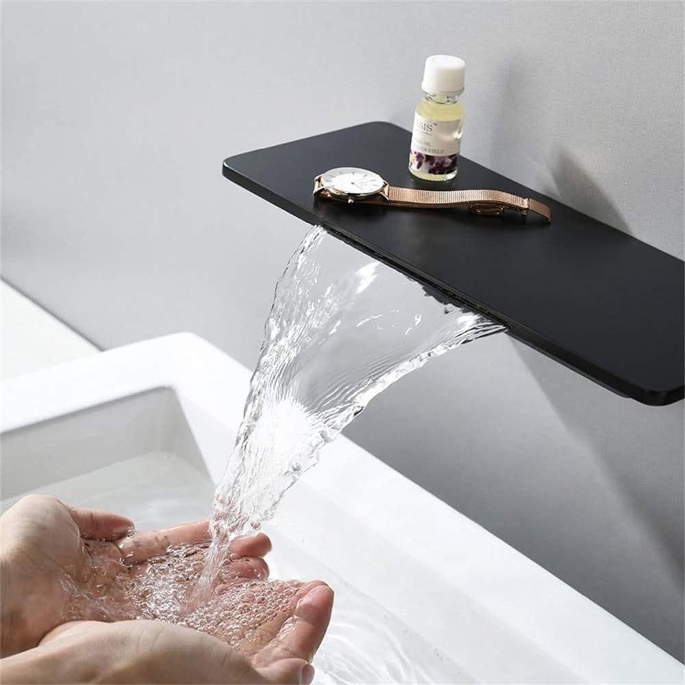 YASINU Waterfall Bathroom Sink Faucet 1- Handle Wall Mount Lavatory Faucet