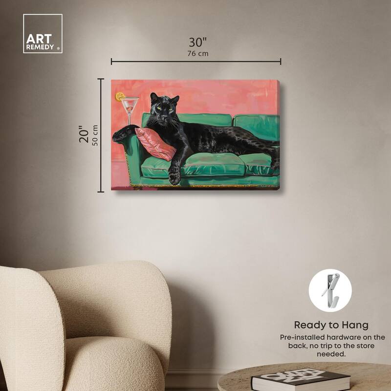 Lounging Panther Canvas by Art Remedy, Gallery Wrapped