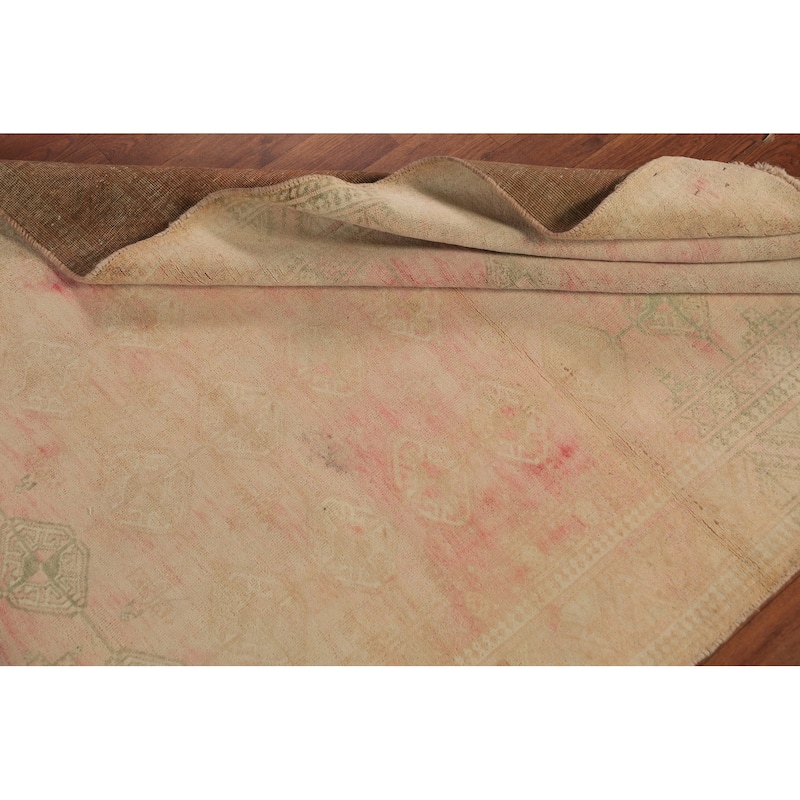 Distressed Pink Balouch Persian Vintage Rug Handmade Wool Carpet - 3'5" x 5'6"