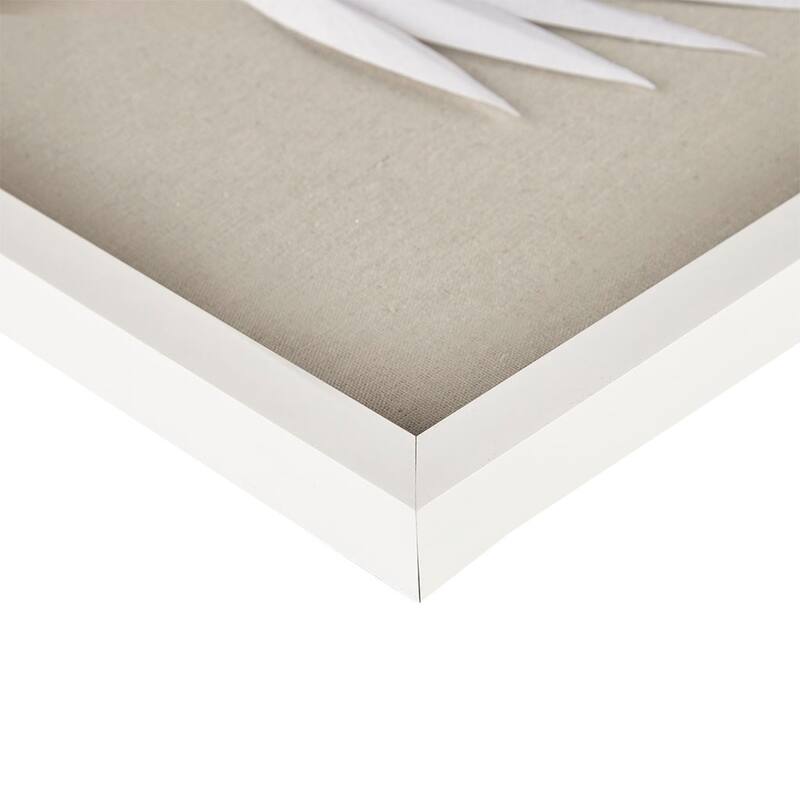 Roomfitters 3-Piece Framed Rice Paper Palm Leaf Shadowbox Wall Decor Set, White Coastal Botanical Art for Living Room