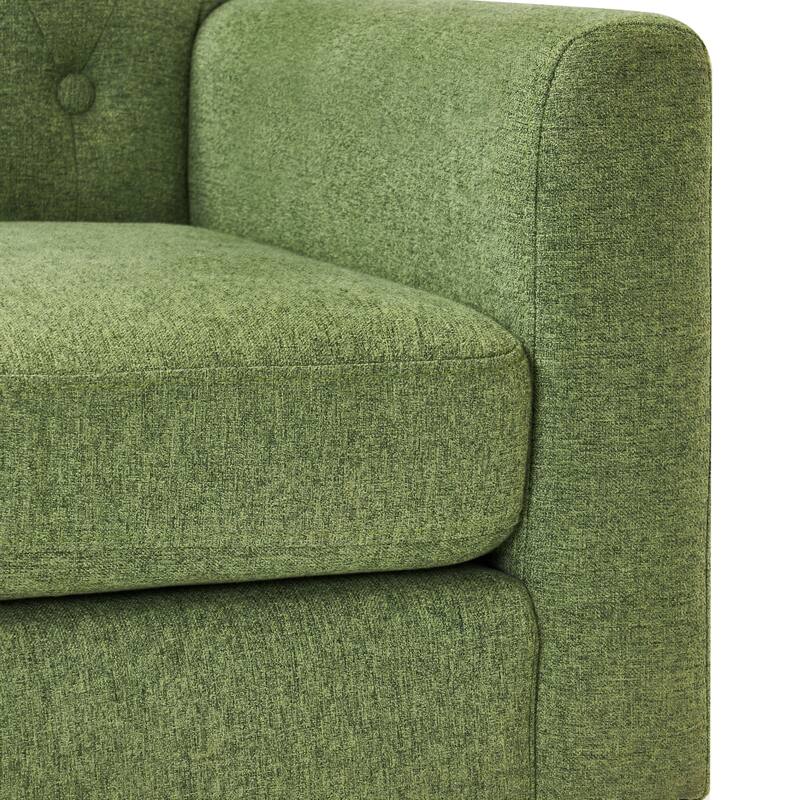 Mid-Century Modern Upholstered Linen Fabric Button Tufted Accent Chair - 28.5 W X 27.25 D X 33.75 H