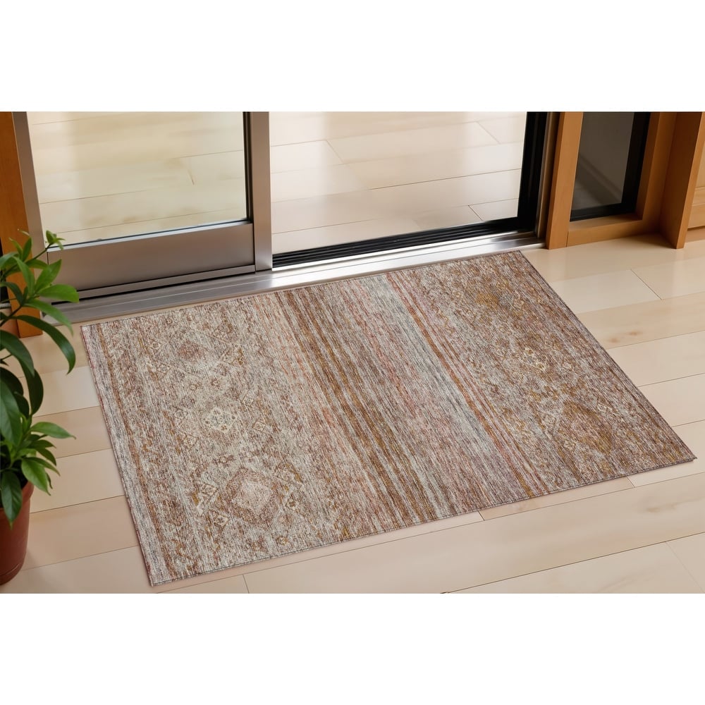 HomeRoots Floral Transitional Rectangle Outdoor Rug