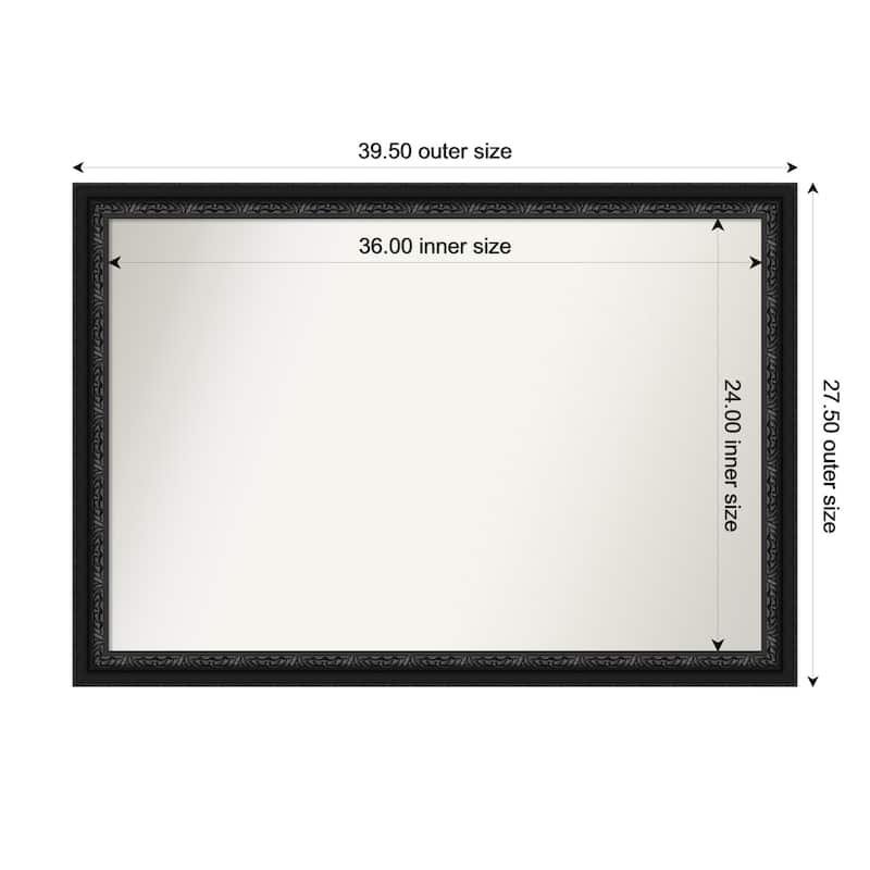 Downton Black Non-Beveled Wood Framed Bathroom Vanity Wall Mirror - Downton Black - 40 x 28 in