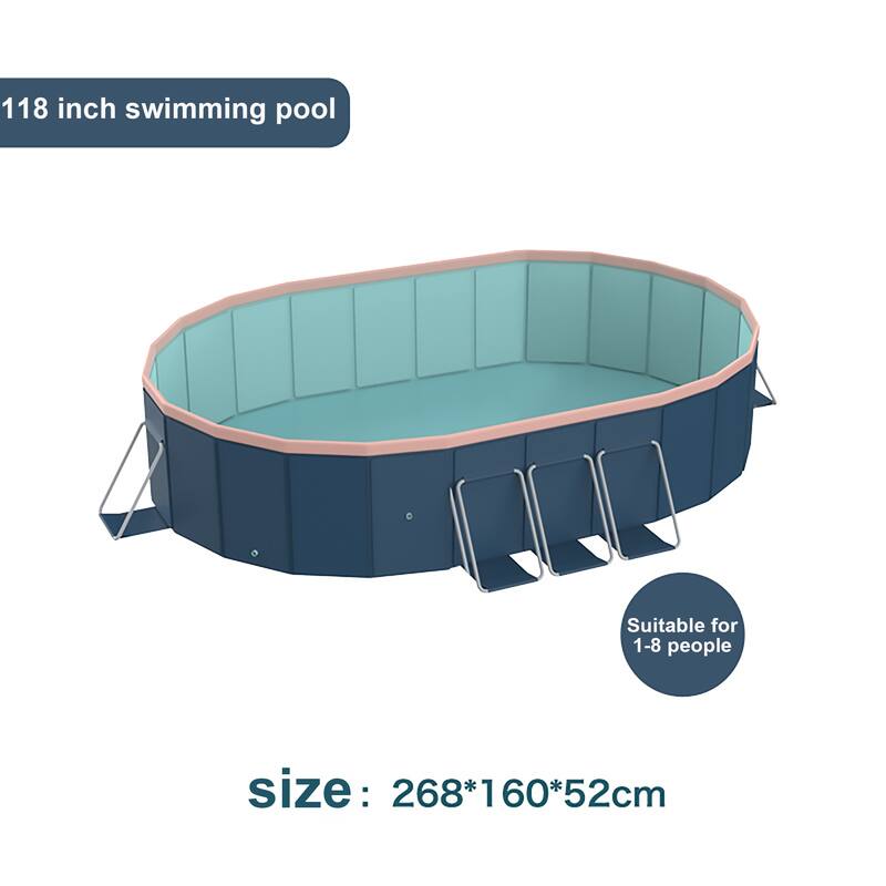 3.0m Oval Free Inflatable Garden Pvc Swimming Pool Dark Blue