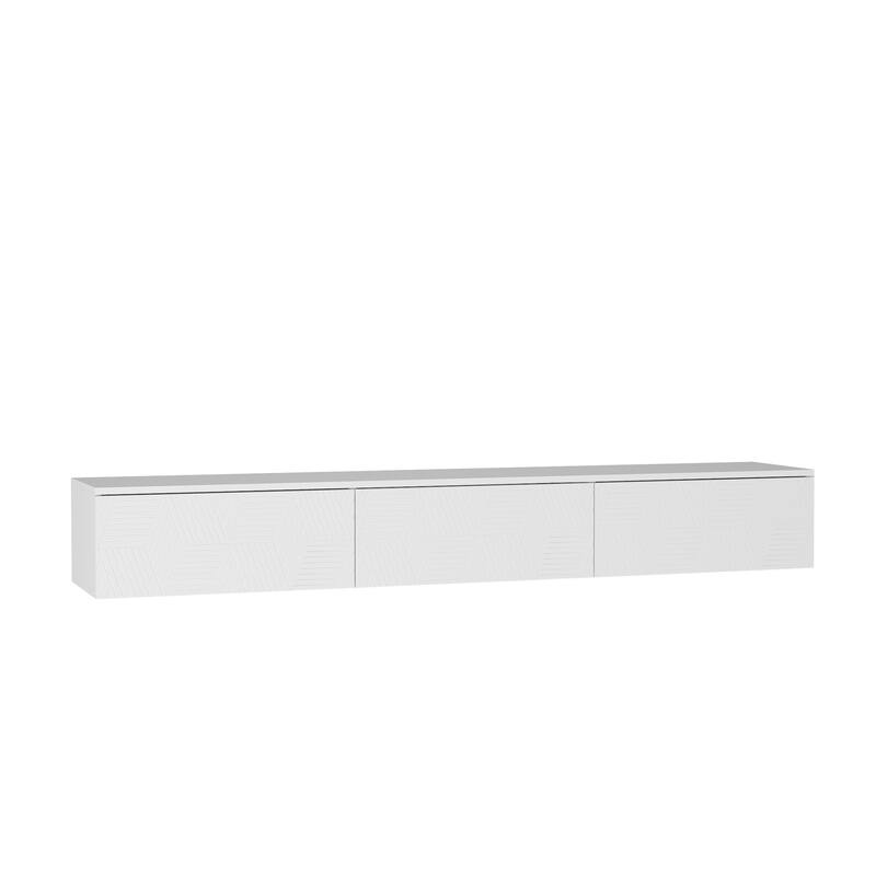 67" Modern Floating TV Stand Wall Mounted with 16 Color LEDs, Floating TV Cabinet Entertainment Center for 55 60 65 Inch TV