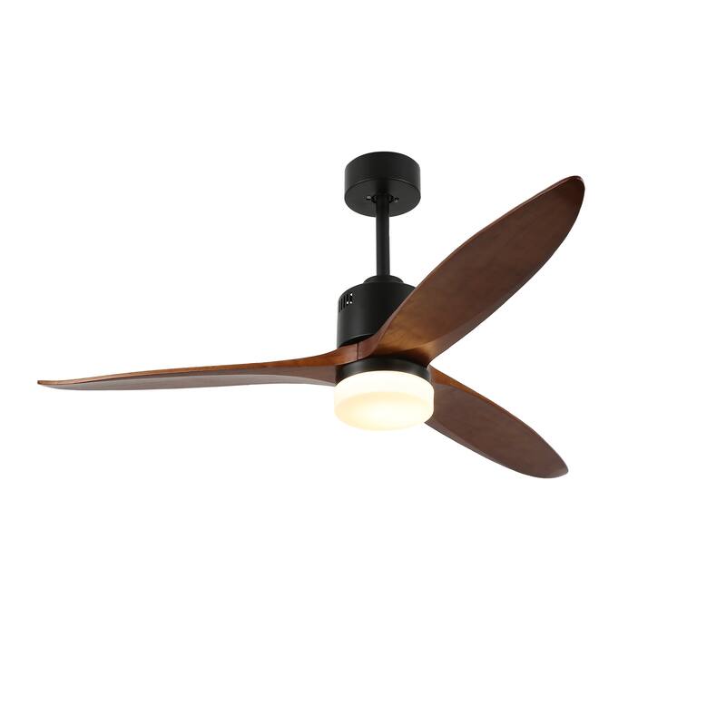 CurveCurio 52'' Indoor Classical LED Sliver Ceiling fan with LED light and Remote, DC Motor, 3 Wood Blades - 52 inches