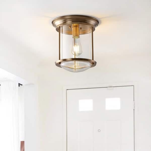 slide 2 of 26, Orbe 10.25" Metal/Glass LED Flush Mount, by JONATHAN Y Brass Gold