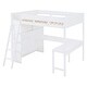 preview thumbnail 6 of 32, Full Size Loft Bed with Desk, Storage Shelves and 2 Sliding Doors, Multifunctional Kids Bed Frame with Ladder and Guardrail