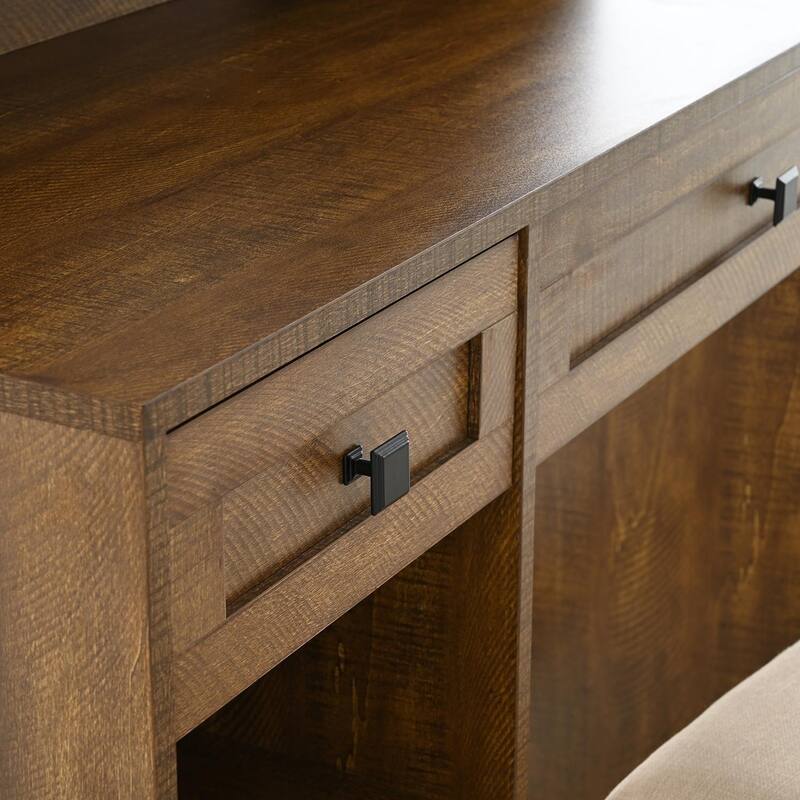 Farmhouse Makeup Vanity Desk with Mirror and Lights