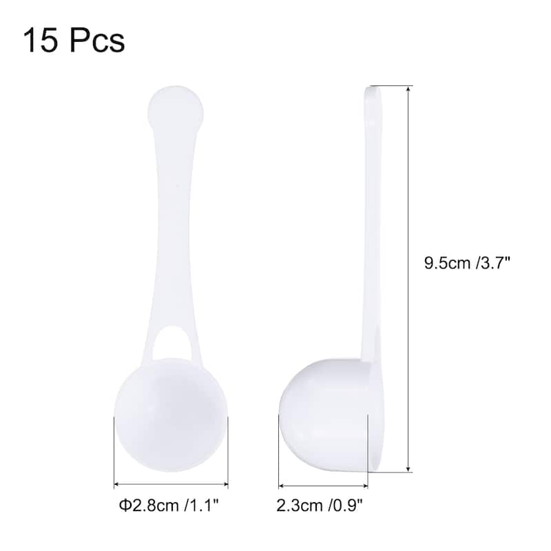 15 Pcs Measuring Spoon with Short Handle, Teaspoon (5g) Plastic Scoops, White - 5g - White - 5g