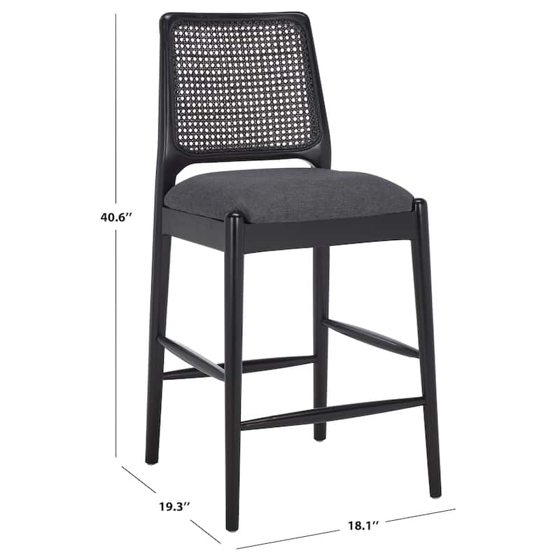 SAFAVIEH Home Reinhardt Rattan Counter Stool - 18"W x 19"D x 41"H