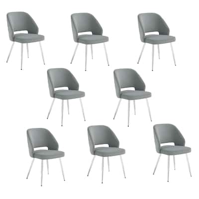Remy Grey and Chrome Upholstered Dining Chairs (Set of 8)