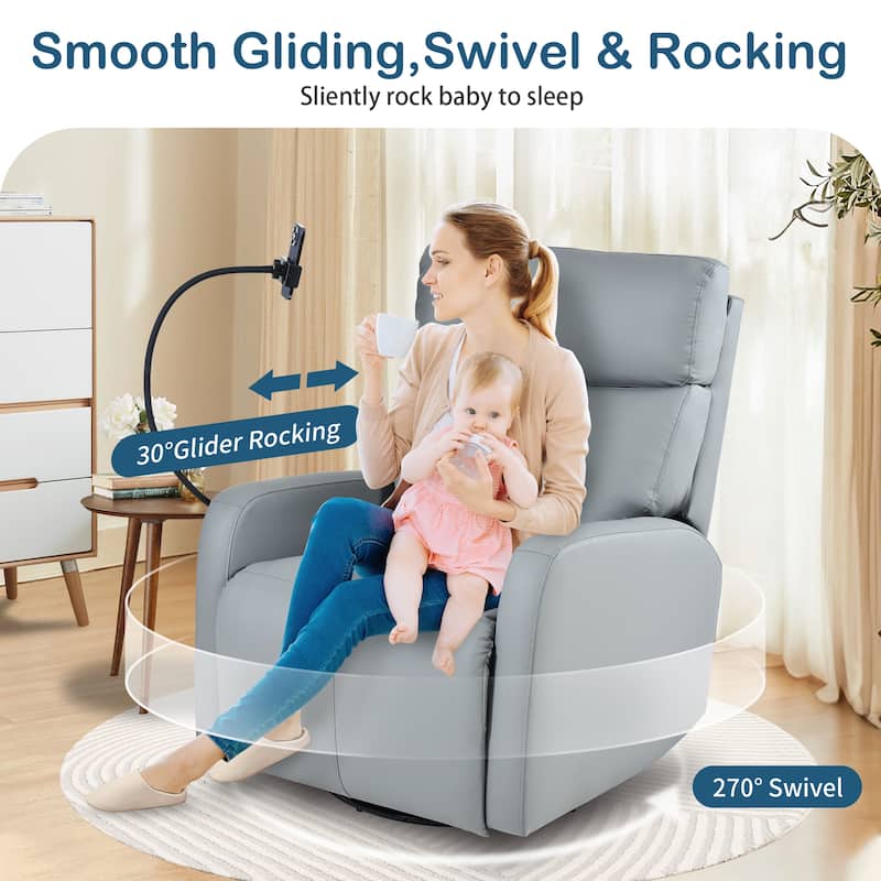 270° Power Swivel Glider Rocking Recliner Chair with USB Ports
