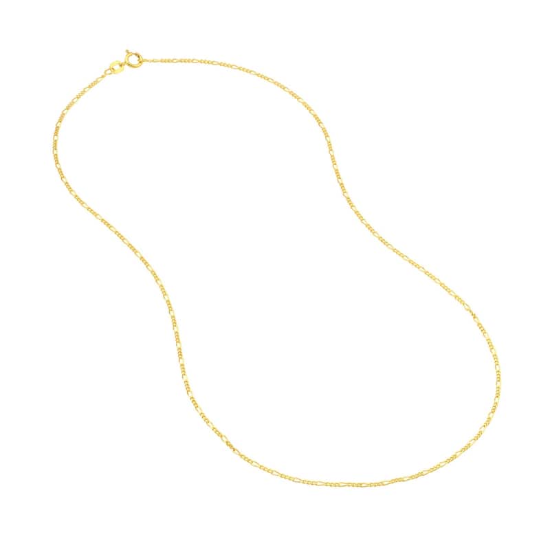 Curata 10k Yellow Gold 1.28mm Figaro Chain Necklace (Spring Ring)
